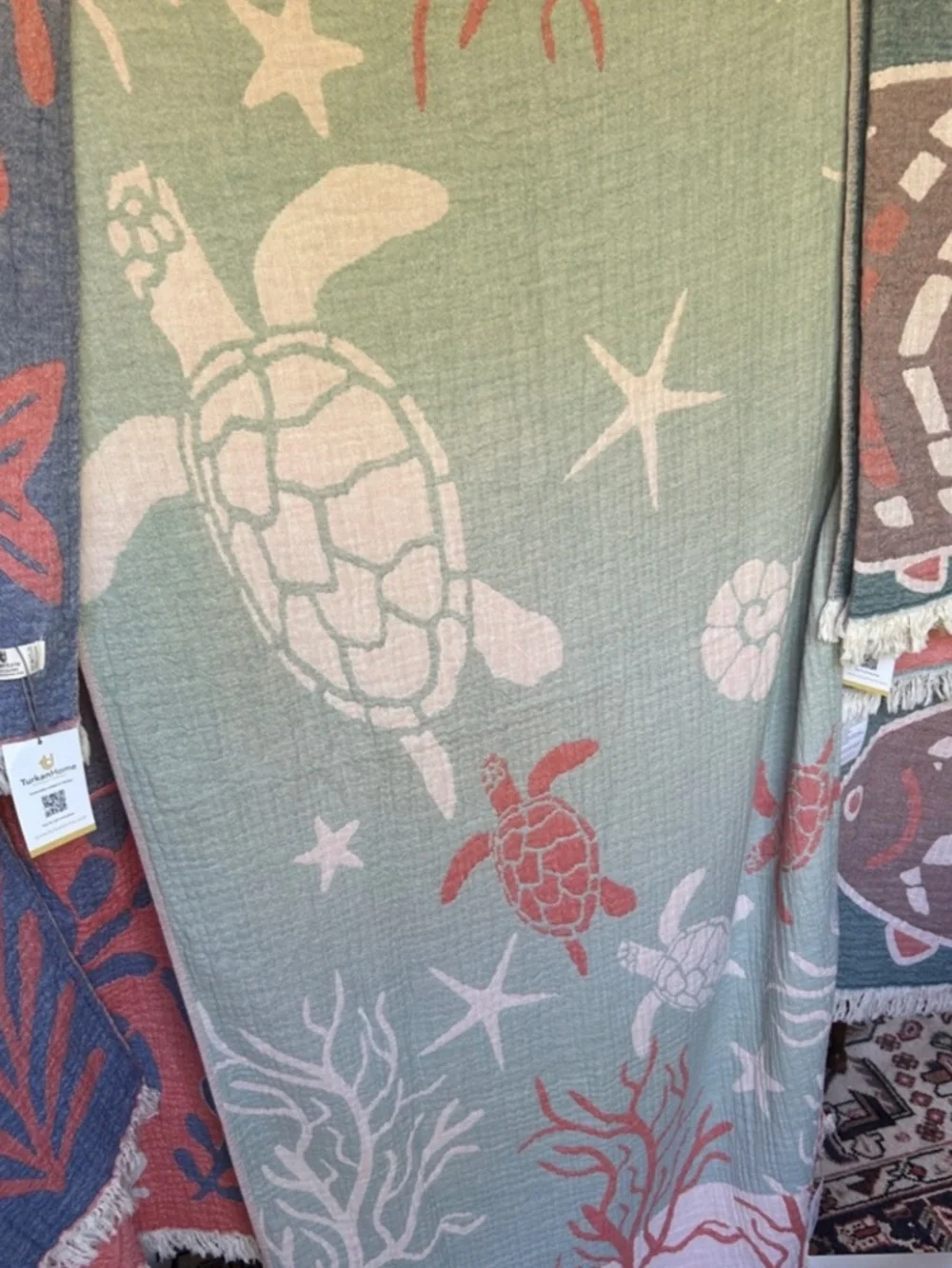 Coral Sea Turtle Beach Towel 2 Side FLiPSiDE Woven Luxury Cotton NEW